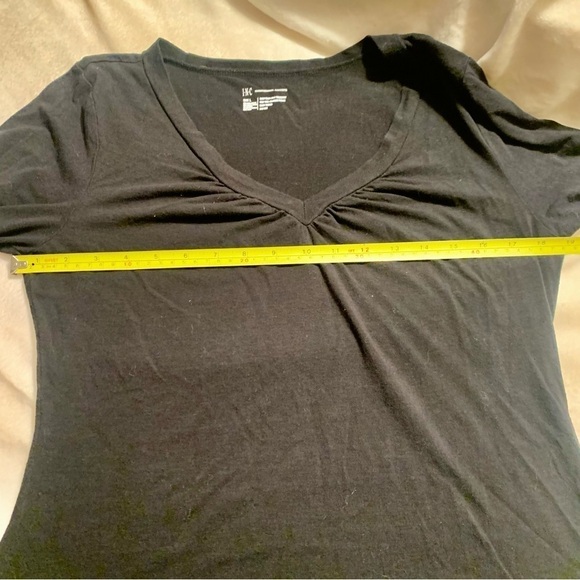 INC International Concepts Top Large Black Cotton Rayon Spandex V-Neck Long Slvs - Picture 10 of 12